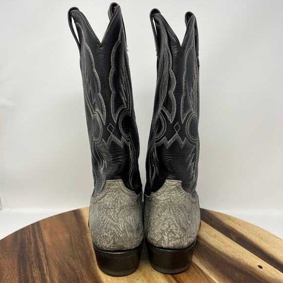 Tony Lama Men’s Size 10 E(Wide) Shrunken Bull Shoulder Gray/Black Cowboy Boots - Picture 4 of 12